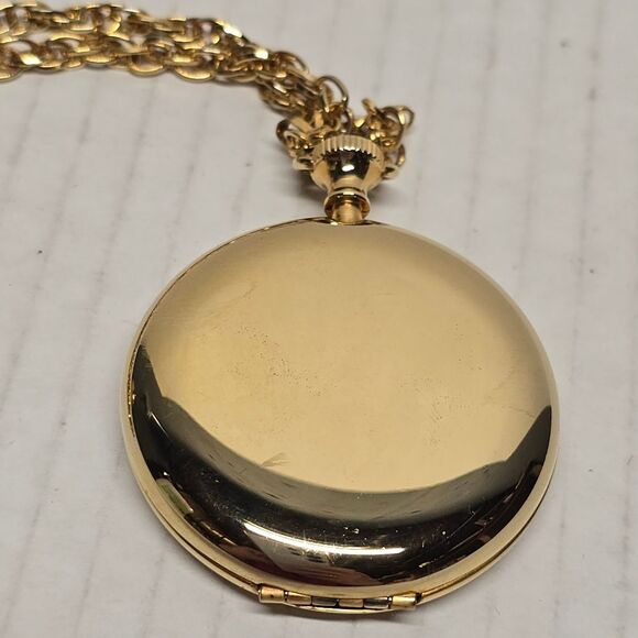 Vintage 80s Gold Tone Floral Locket Pendant Necklace By Evenings P. Craft NWT - Picture 4 of 9